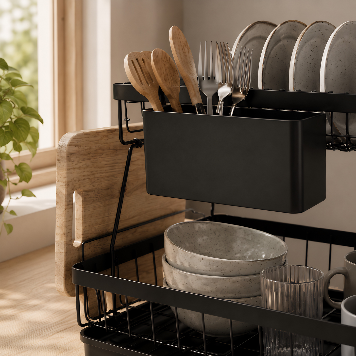 Dish Drying Rack – 2-Tier Kitchen Counter Organizer
