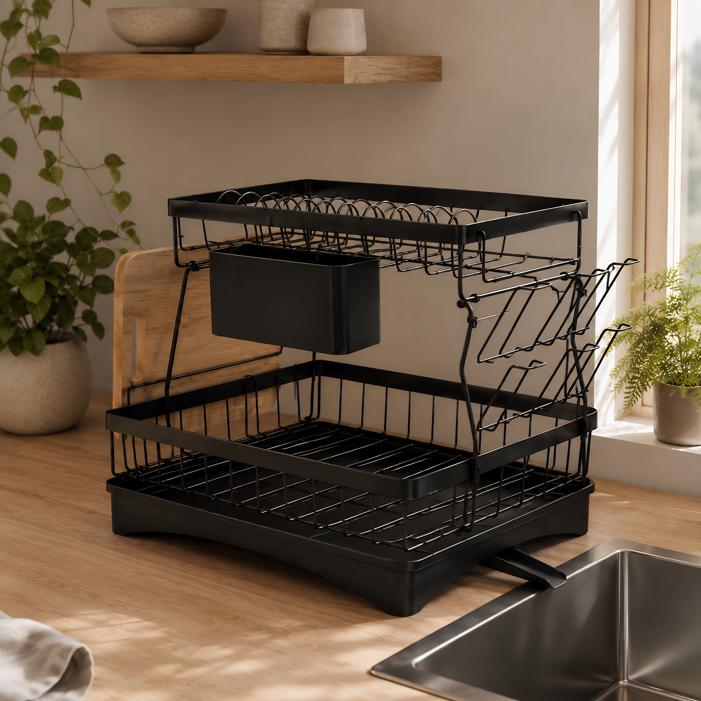 Dish Drying Rack – 2-Tier Kitchen Counter Organizer