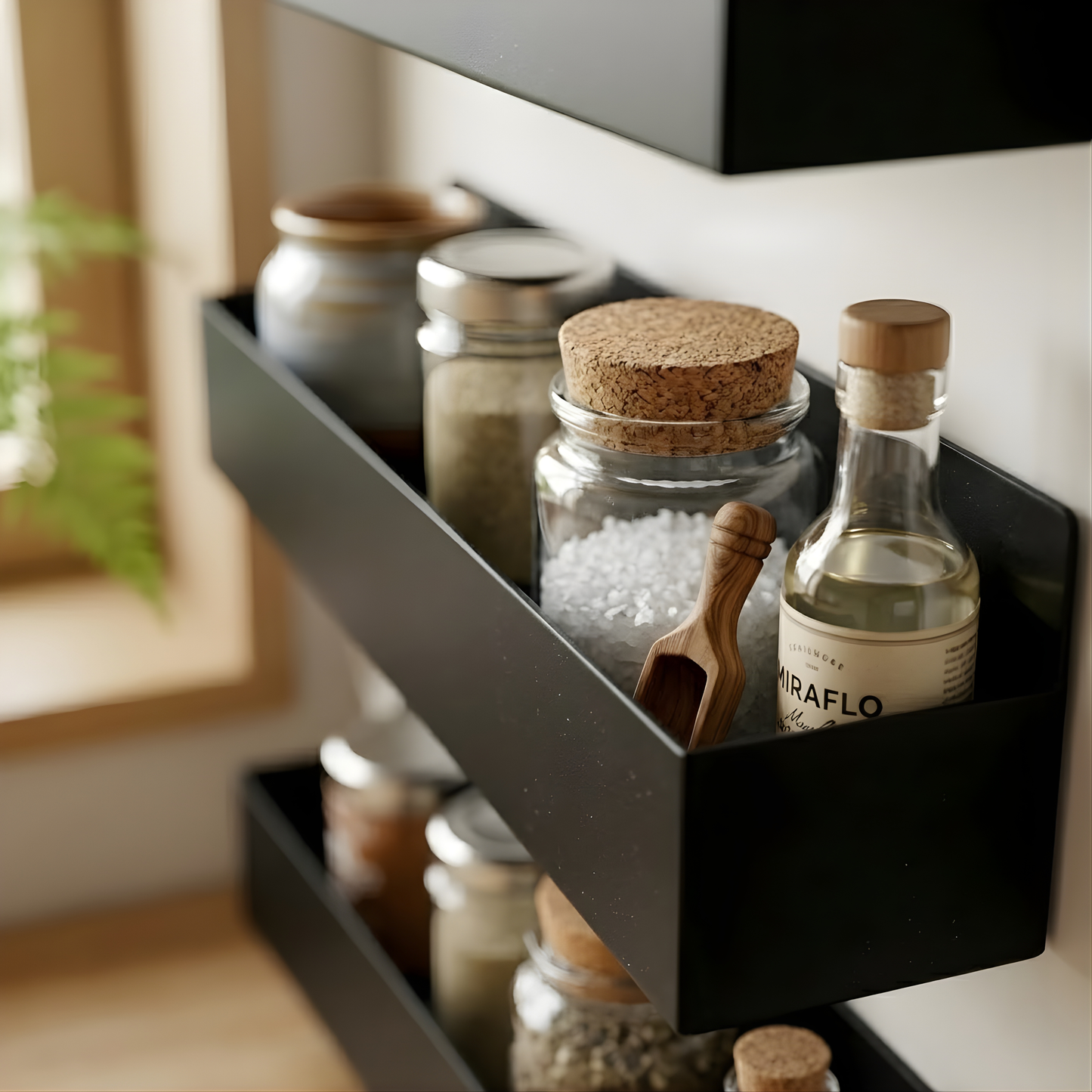 Magnetic Spice Rack – 4-Tier Refrigerator Shelf Organizer for Kitchen Storage